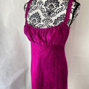 CATHERINE MALANDRINO fuchsia raw silk dress.
